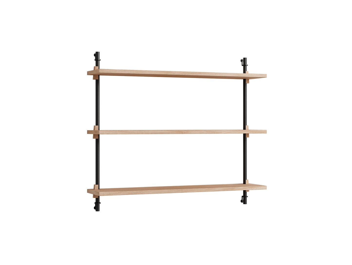 Wall Shelving System Sets 65.1 by Moebe - Black Uprights / Oiled Oak