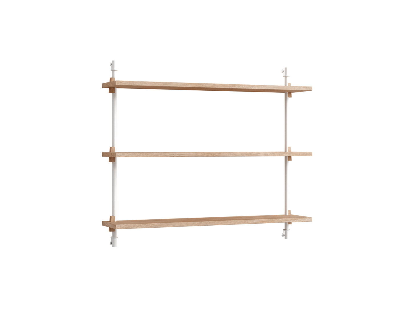 Wall Shelving System Sets 65.1 by Moebe - White Uprights / Oiled Oak