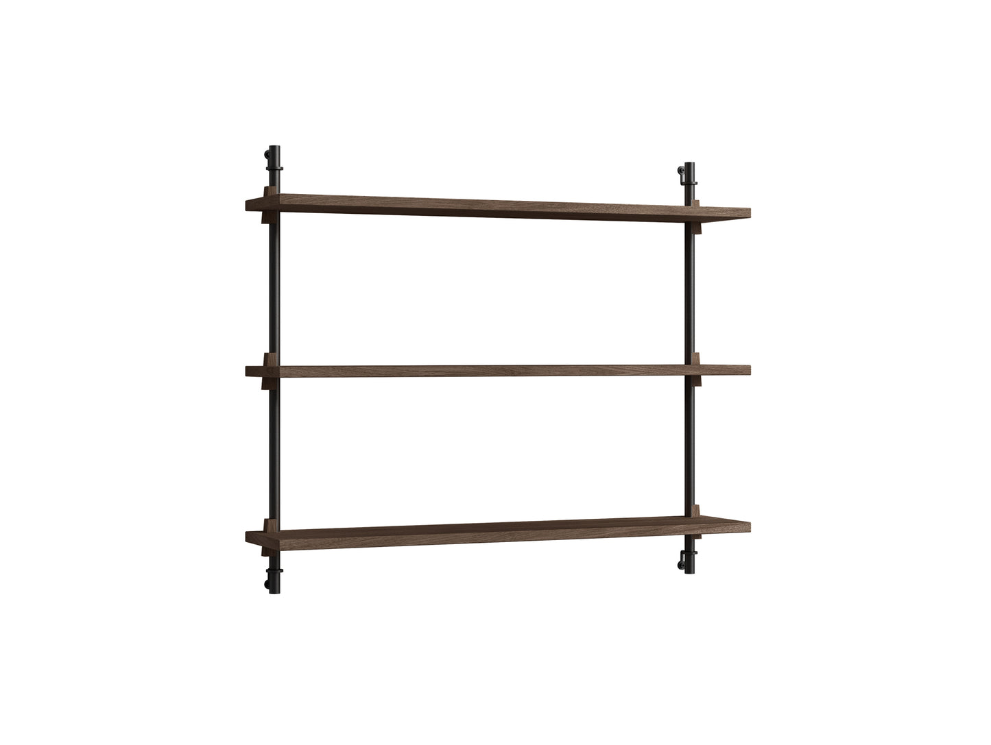 Wall Shelving System Sets 65.1 by Moebe - Black Uprights / Smoked Oak