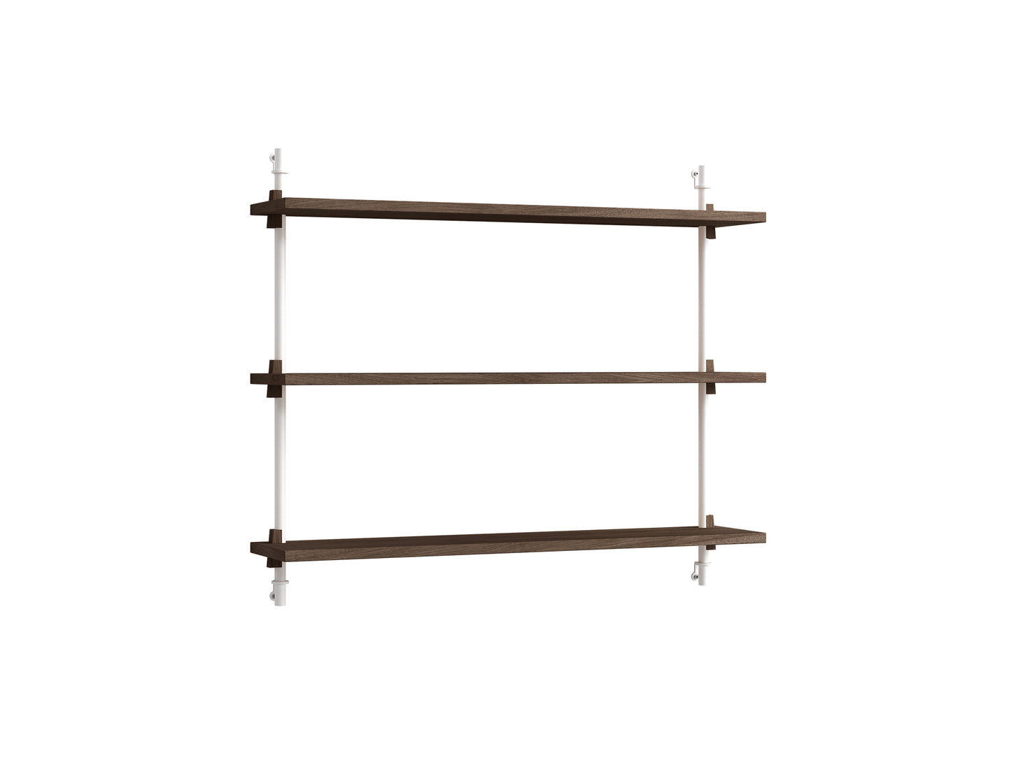 Wall Shelving System Sets 65.1 by Moebe - White Uprights / Smoked Oak