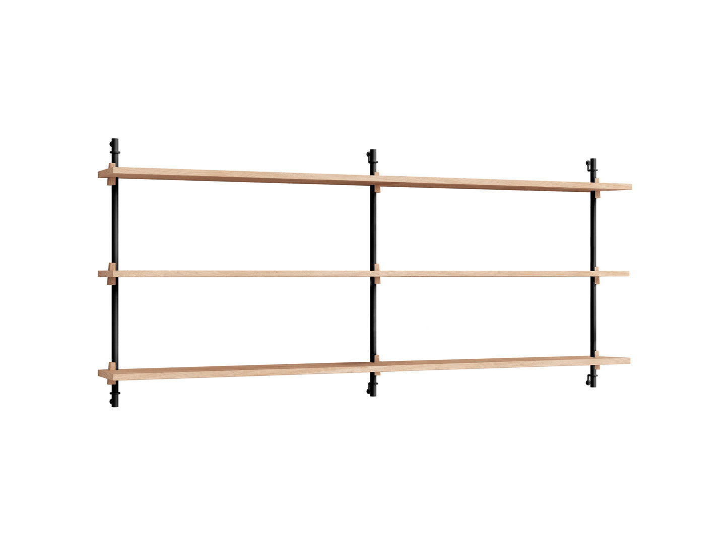 Wall Shelving System Sets 65.2.B by Moebe - Black Uprights / Oiled Oak