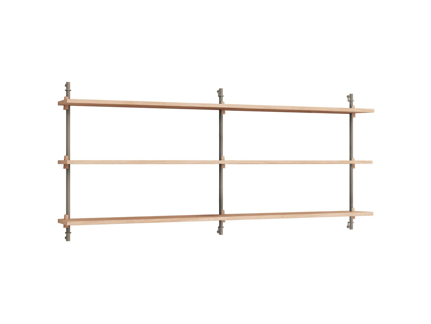 Wall Shelving System Sets 65.2 by Moebe - Warm Grey Uprights / Oiled Oak