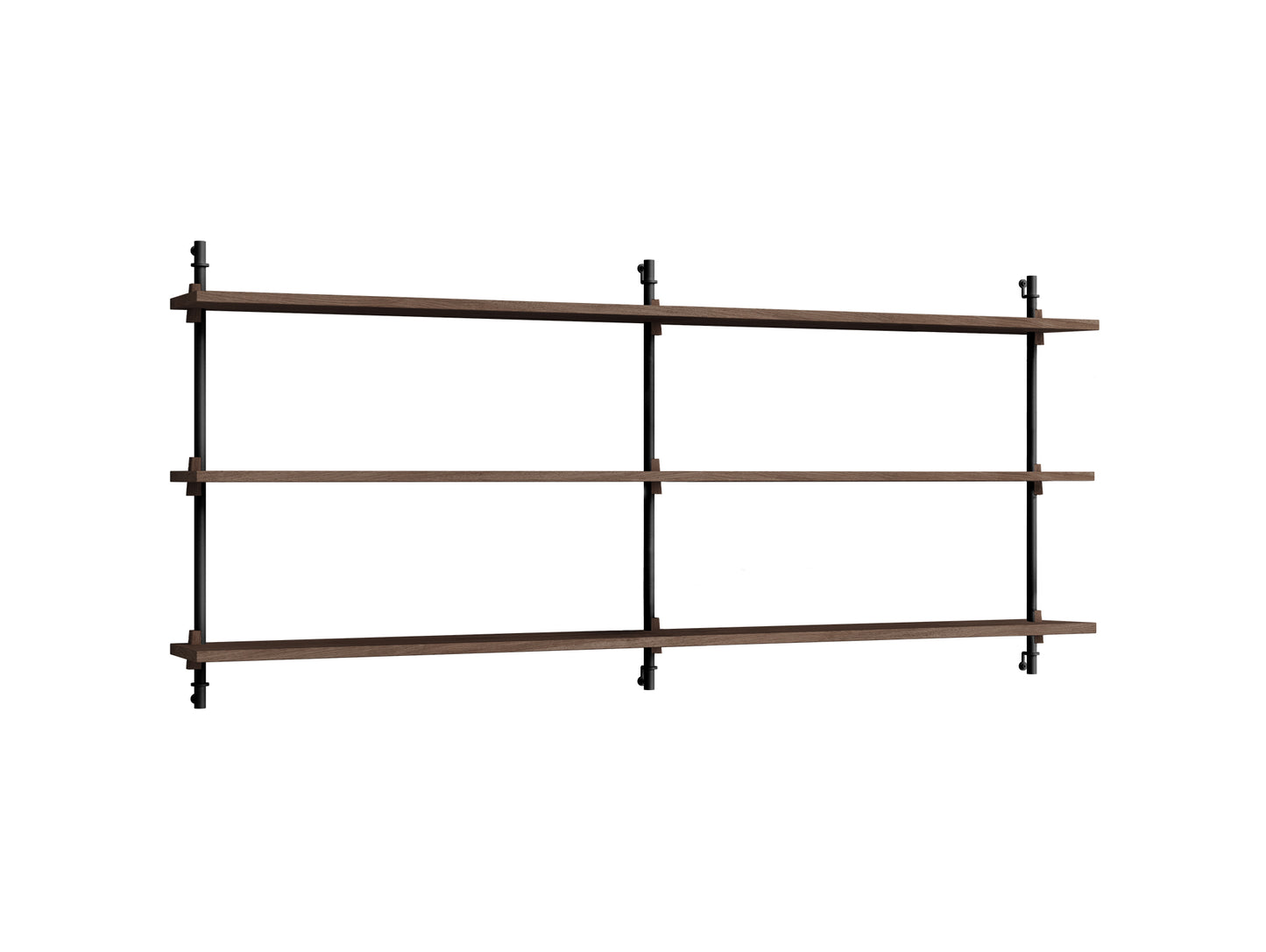 Wall Shelving System Sets 65.2 by Moebe - Black Uprights / Smoked Oak