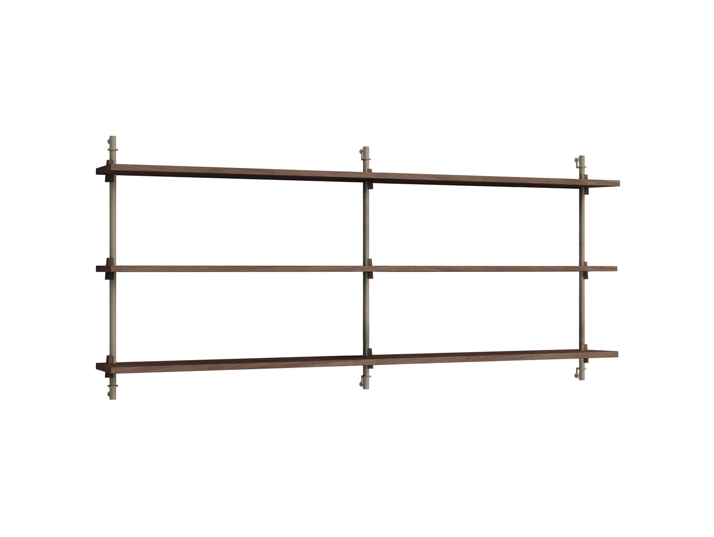 Wall Shelving System Sets 65.2 by Moebe - Warm Grey Uprights / Smoked Oak