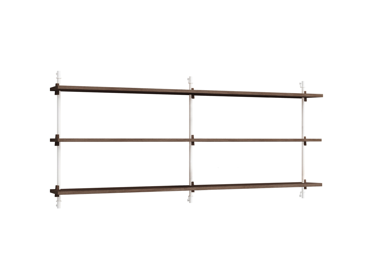 Wall Shelving System Sets 65.2 by Moebe - White Uprights / Smoked Oak