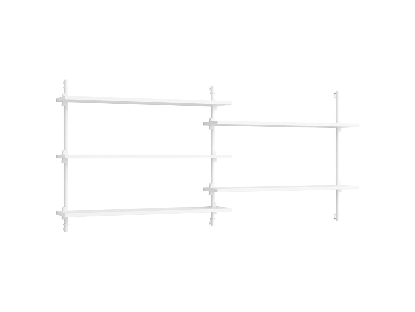 Wall Shelving System Sets 65.2 by Moebe - White Uprights / White Painted Oak