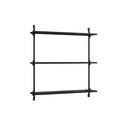 Wall Shelving System Sets (85 cm) by Moebe - WS.85.1 /  Black Uprights / Black Painted Oak