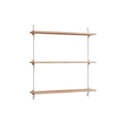 Wall Shelving System Sets (85 cm) by Moebe - WS.85.1 /  White Uprights / Oiled Oak