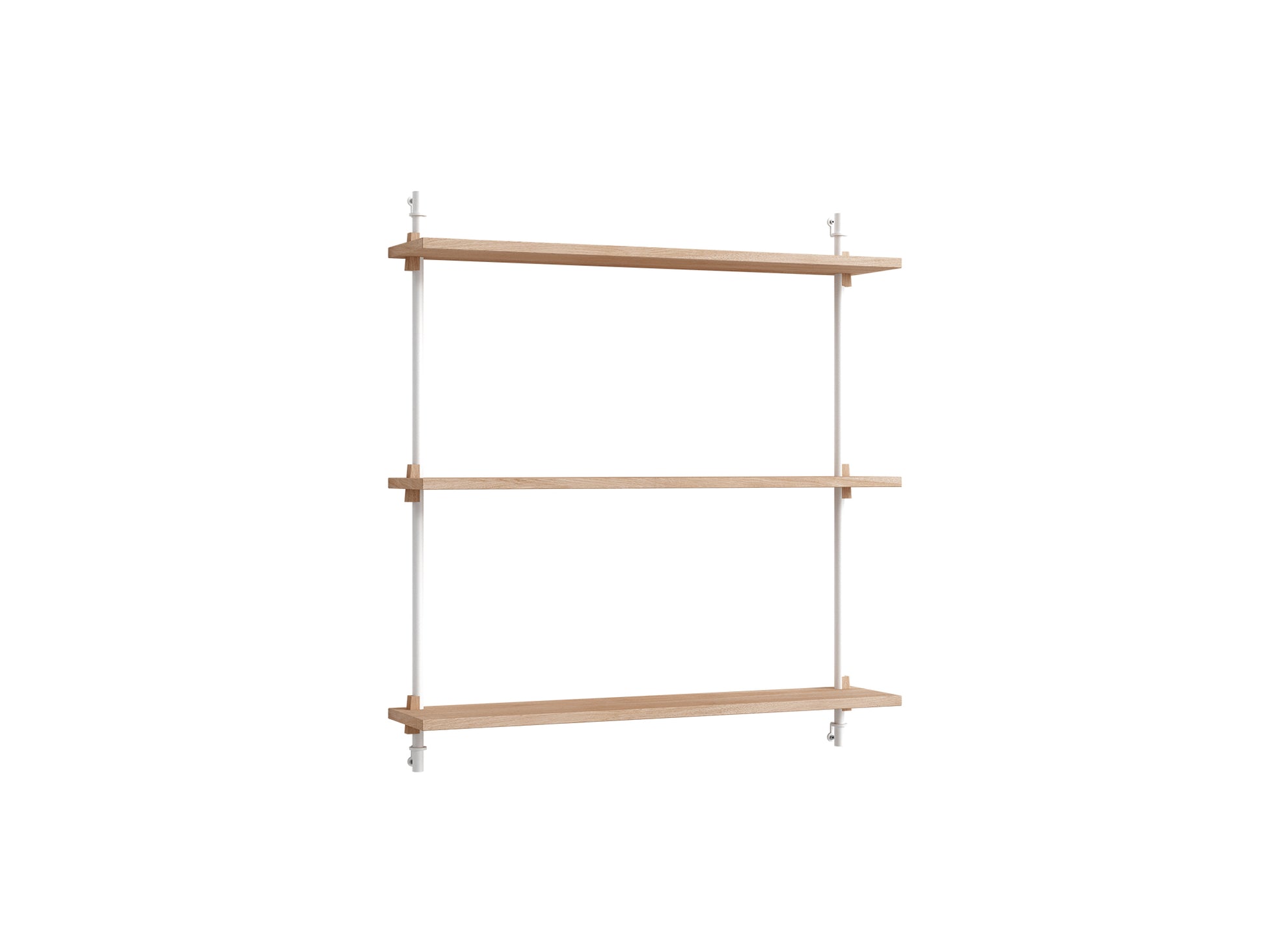 Wall Shelving System Sets (85 cm) by Moebe - WS.85.1 /  White Uprights / Oiled Oak