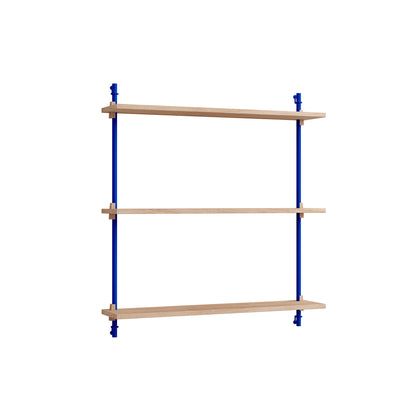 Wall Shelving System Sets (85 cm) by Moebe - WS.85.1 /  Deep Blue Uprights / Oiled Oak