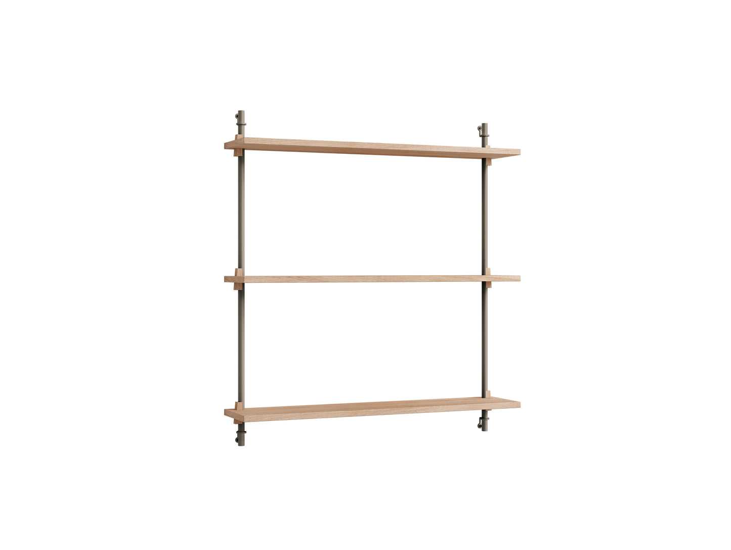Wall Shelving System Sets (85 cm) by Moebe - WS.85.1 /  Warm Grey Uprights / Oiled Oak