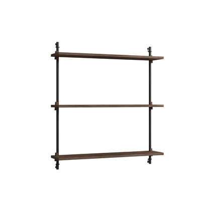 Wall Shelving System Sets (85 cm) by Moebe - WS.85.1 / Black Uprights / Smoked Oak