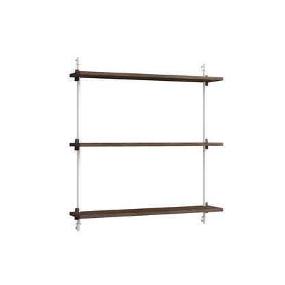 Wall Shelving System Sets (85 cm) by Moebe - WS.85.1 /  White Uprights / Smoked Oak