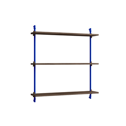 Wall Shelving System Sets (85 cm) by Moebe - WS.85.1 /  Deep Blue Uprights / Smoked Oak