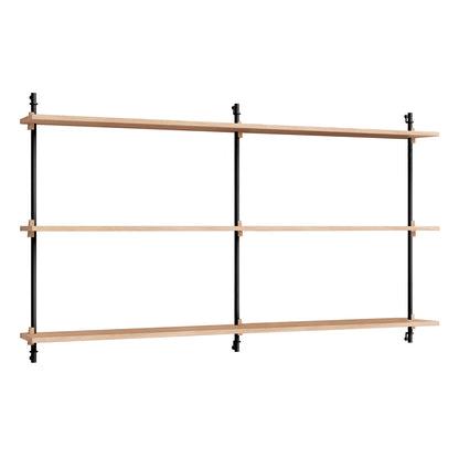 Wall Shelving System Sets (85 cm) by Moebe - WS.85.2 B / Black Uprights / Oiled Oak