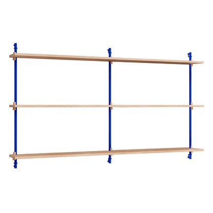 Wall Shelving System Sets (85 cm) by Moebe - WS.85.2 B / Deep Blue Uprights / Oiled Oak