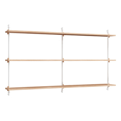Wall Shelving System Sets (85 cm) by Moebe - WS.85.2 B / White Uprights / Oiled Oak