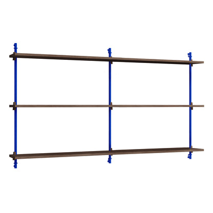 Wall Shelving System Sets (85 cm) by Moebe - WS.85.2 B / Deep Blue Uprights / Smoked Oak