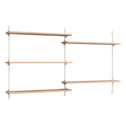 Wall Shelving System Sets (85 cm) by Moebe - WS.85.2 / White Uprights / Oiled Oak