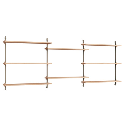 Wall Shelving System Sets (85 cm) by Moebe - WS.85.3 / Warm Grey Uprights / Oiled Oak