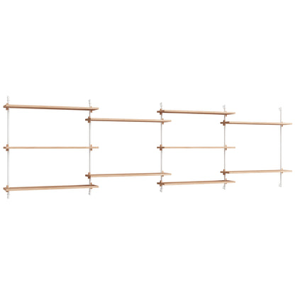 Wall Shelving System Sets (85 cm) by Moebe - WS.85.4 / White Uprights / Oiled Oak