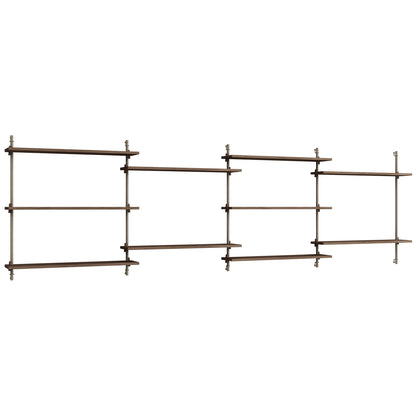 Wall Shelving System Sets (85 cm) by Moebe - WS.85.4 / Warm Grey Uprights / Smoked Oak