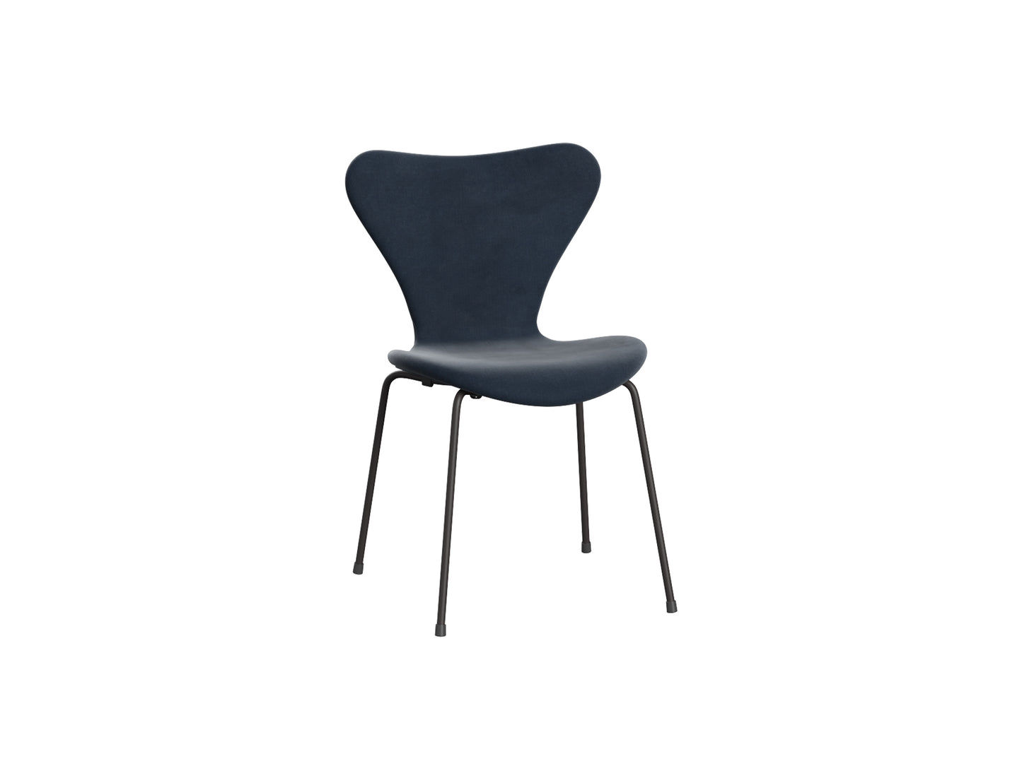 Series 7™ 3107 Dining Chair (Fully Upholstered) by Fritz Hansen - Warm Graphite Steel / Belfast Grey Blue