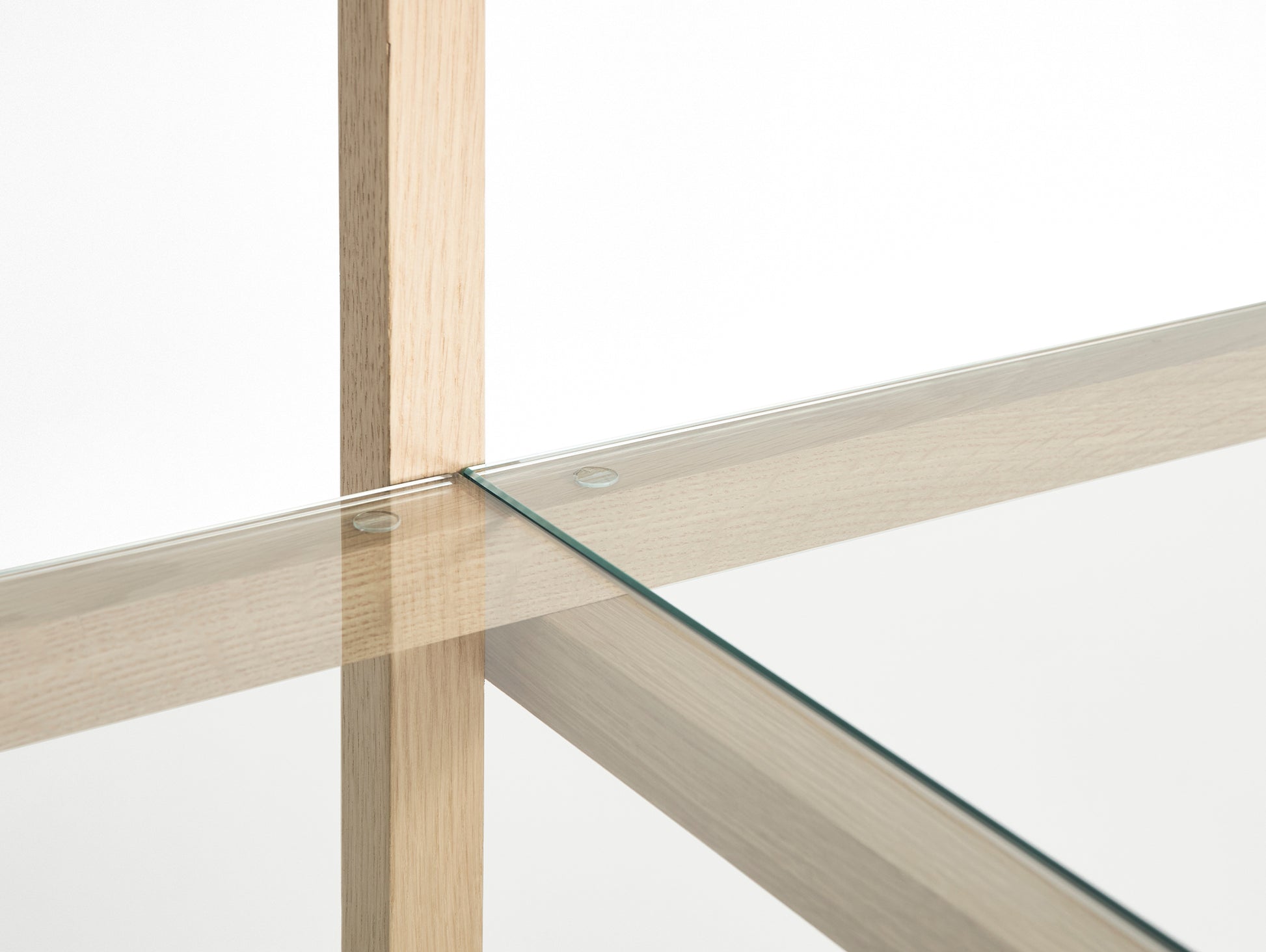 Woody Shelves by HAY - Woody low / Frame: Soaped Oak / Shelf: Clear Glass