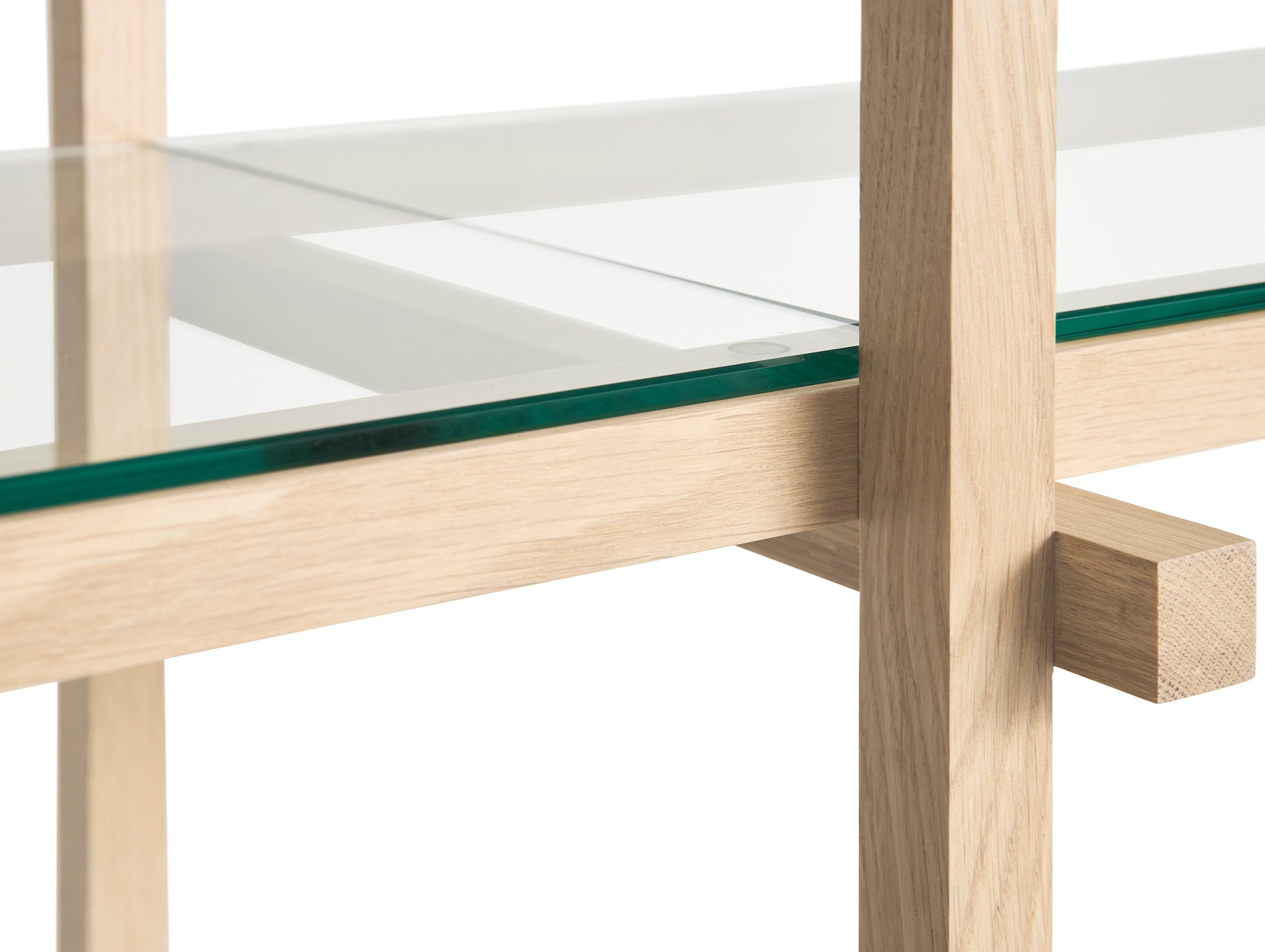 Woody Shelves by HAY - Woody low / Frame: Soaped Oak / Shelf: Clear Glass