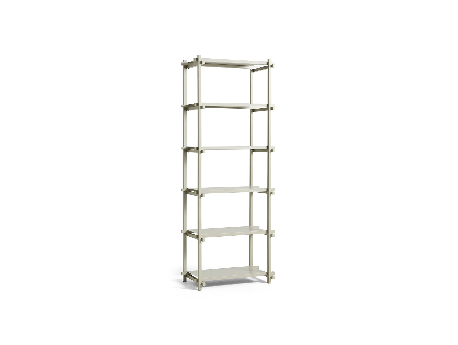 Woody Shelves by HAY - Woody 
 column low / Frame: Smokey Grey Beech / Shelf: Smokey Grey Powder-Coated Steel