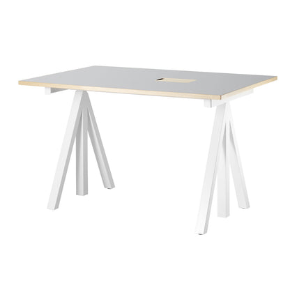 String Work Desk by String - 120 x 78 / White Frame /Light Grey Linoleum MDF Desktop