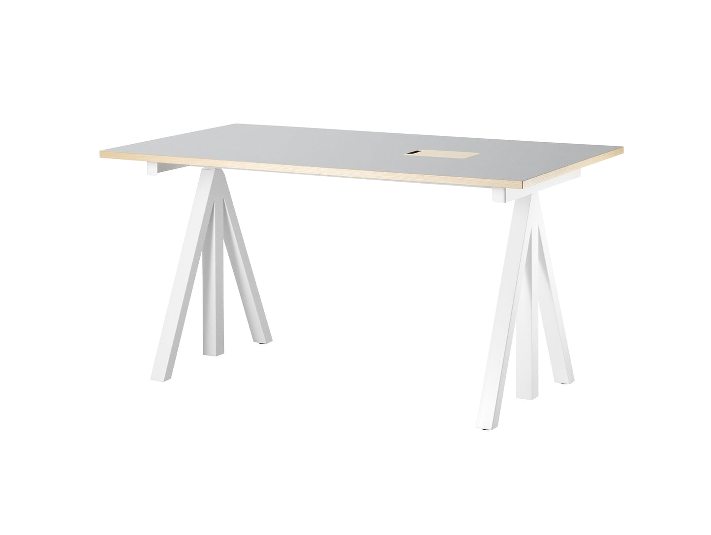 String Work Desk by String - 140 x 78 / White Frame /Light Grey Linoleum MDF Desktop