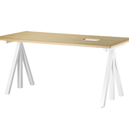 String Work Desk by String - 160 x 78 / White Frame / Oak Veneered MDF Desktop