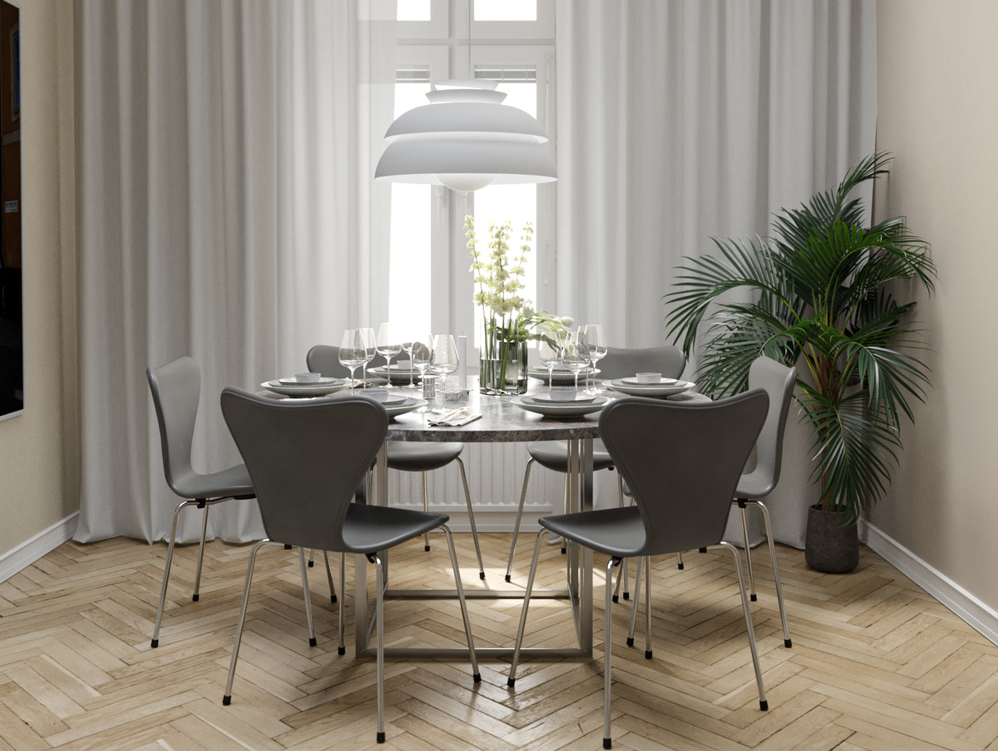 Series 7™ 3107 Dining Chair (Fully Upholstered) by Fritz Hansen