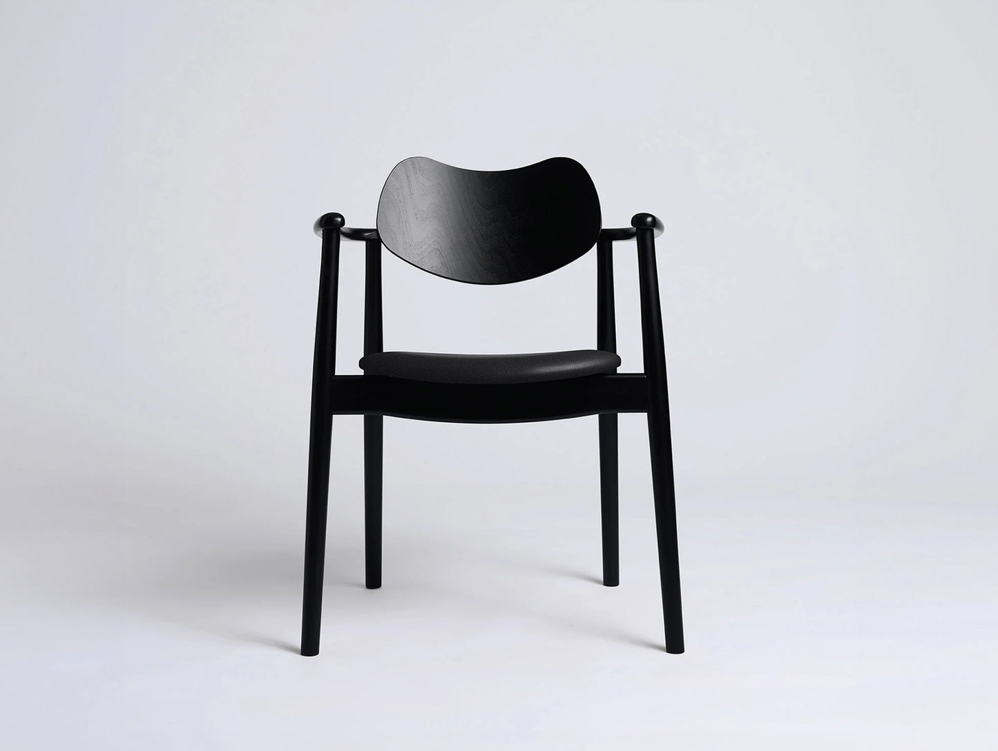 Regatta Chair Seat Upholstered by Ro Collection - Black Lacquered Beech / Exclusive Black Leather