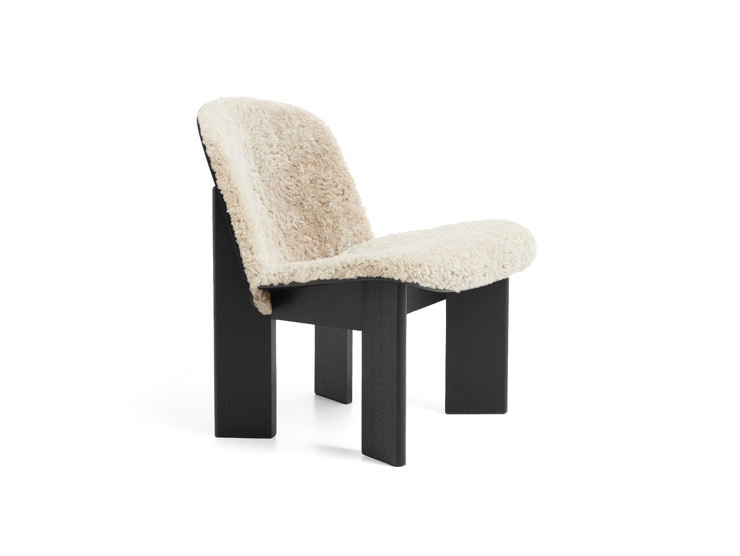 Chisel Lounge Chair (Front Upholstery) by HAY - Black Lacquered Oak / Mohawi Sheepskin 21