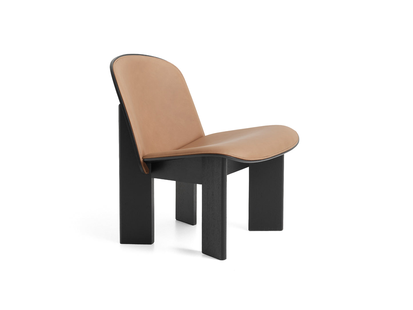 Chisel Lounge Chair (Front Upholstery) by HAY - Black Lacquered Oak / Nougat Sense Leather