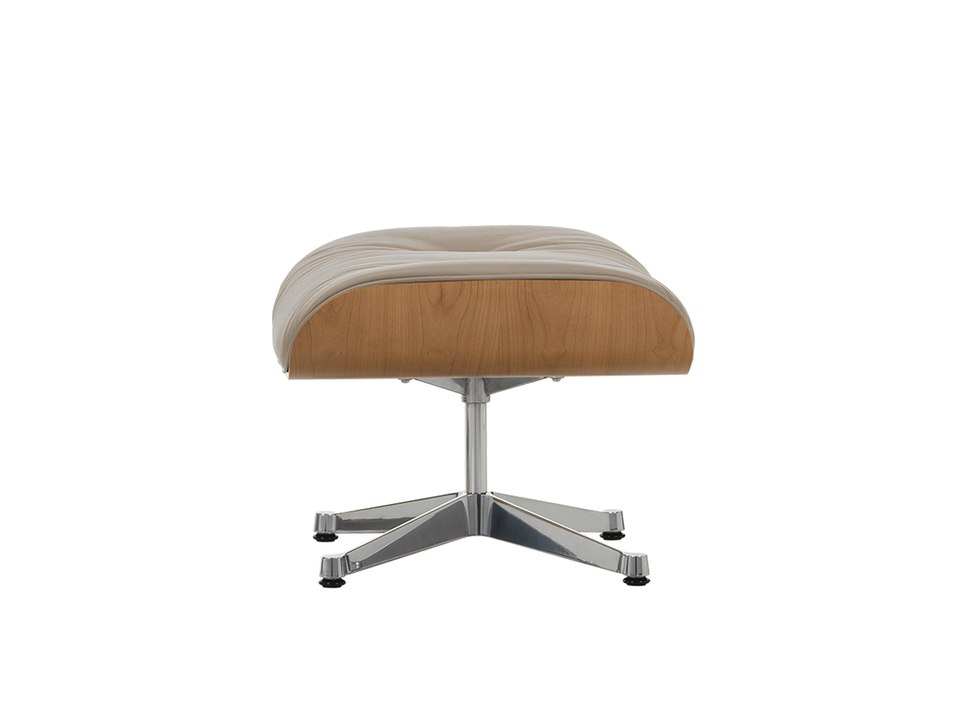 Eames Ottoman by Vitra - European Cherry / Dark Sand Natural Leather (L60)