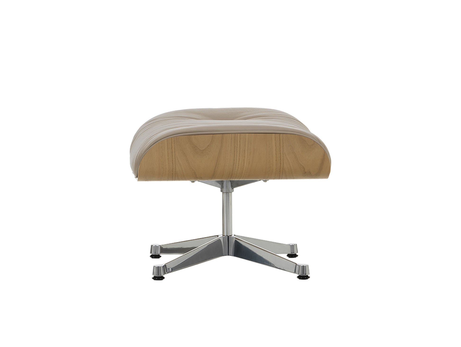 Eames Ottoman by Vitra - Lacquered Chestnut / Sand Premium Leather (L50)