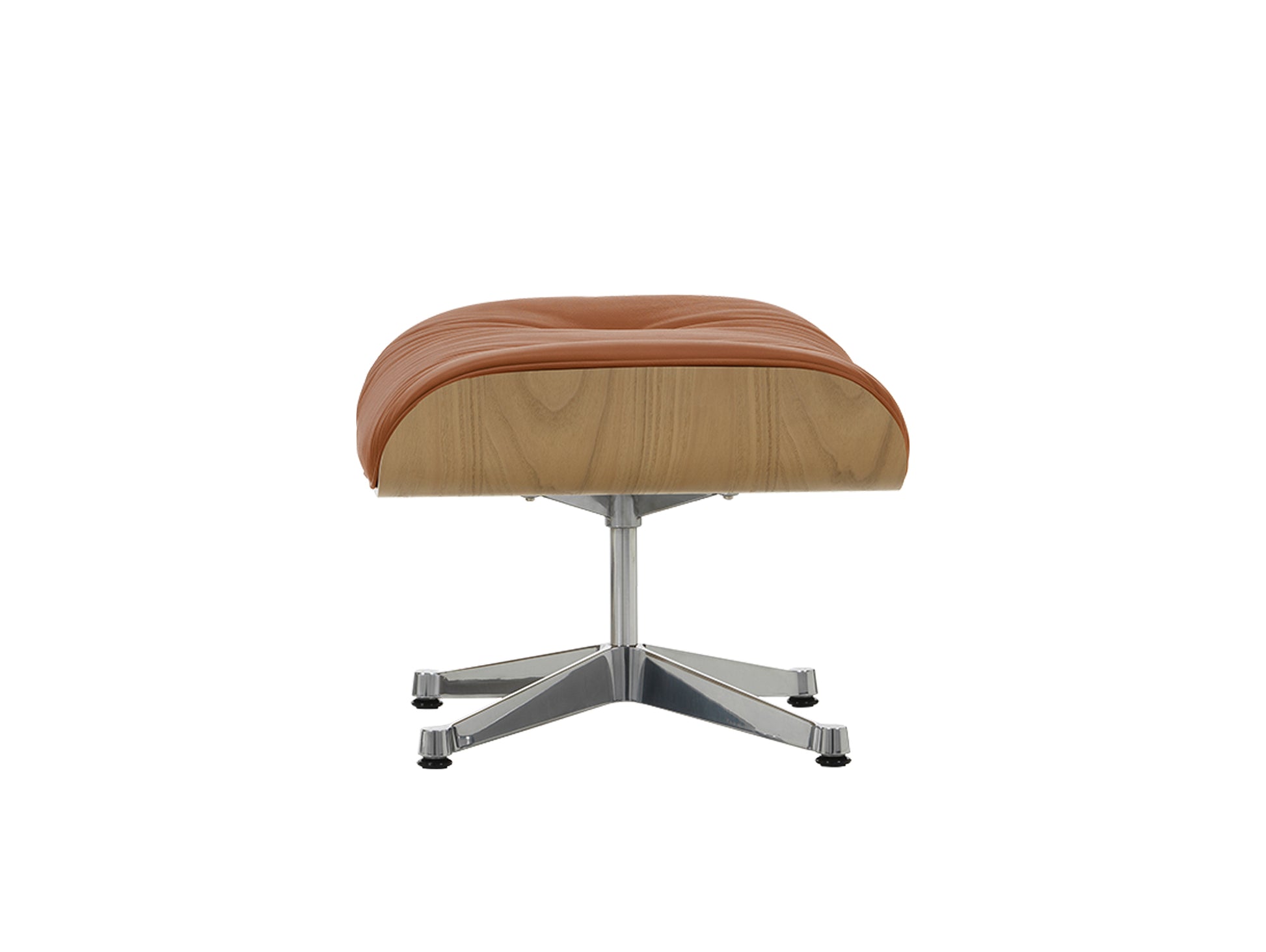 Eames Ottoman by Vitra - Lacquered Chestnut / Cognac Premium Leather (L50)