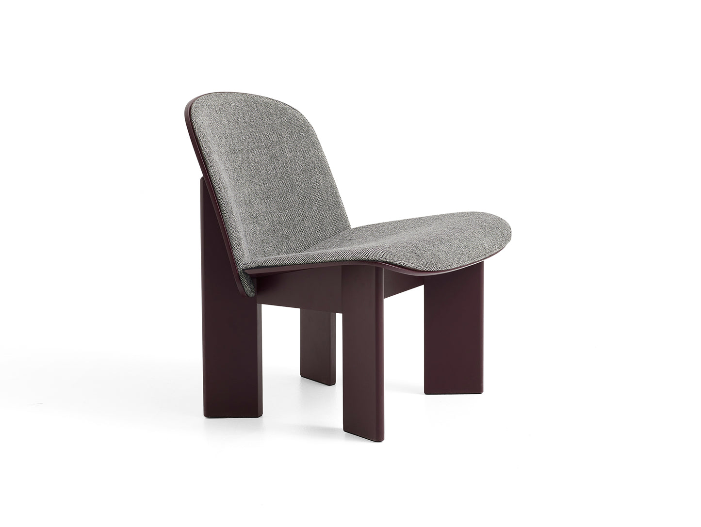 Chisel Lounge Chair (Front Upholstery) by HAY - Dark Bordeaux Lacquered Beech / Hallingdal 65 166