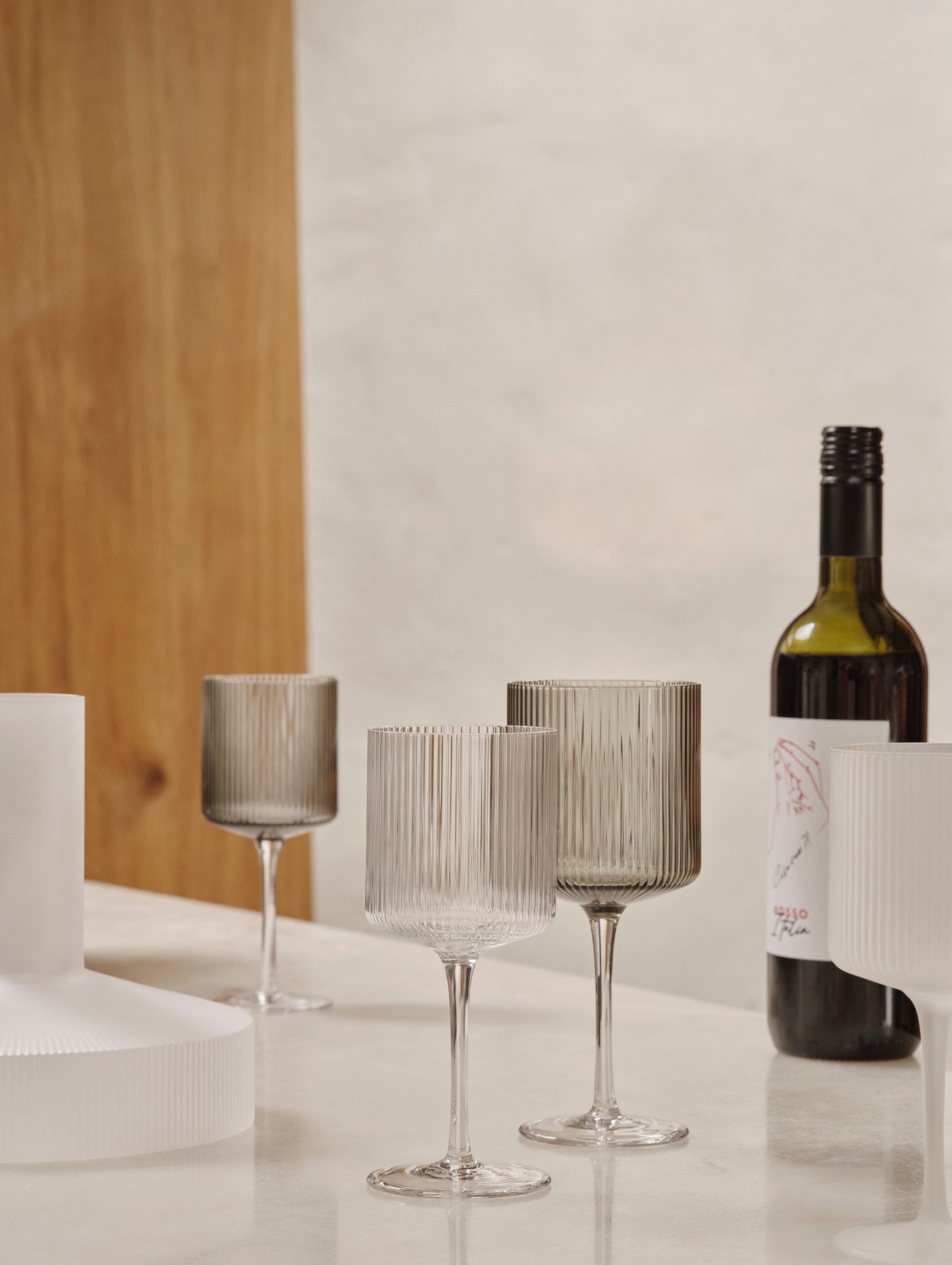 Ripple Red Wine Glasses - Set of 2 (Clear) by Ferm Living