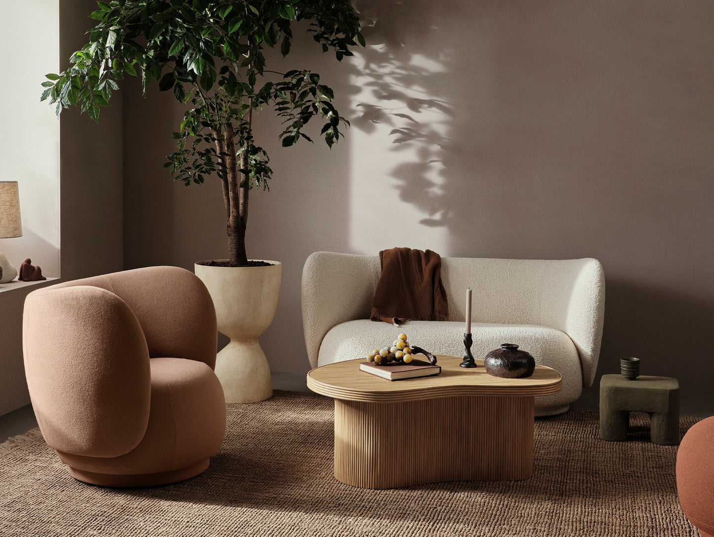 Rico 2-Seater Sofa by Ferm Living - Nordic Boucle Off White