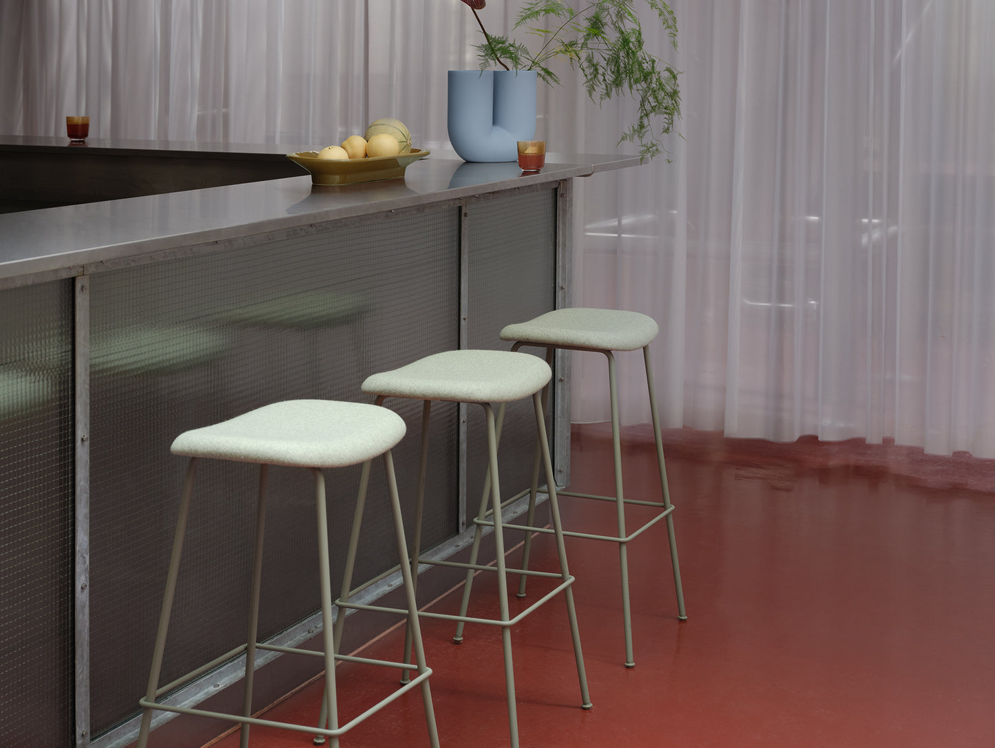 Fiber Barstool with Metal Base