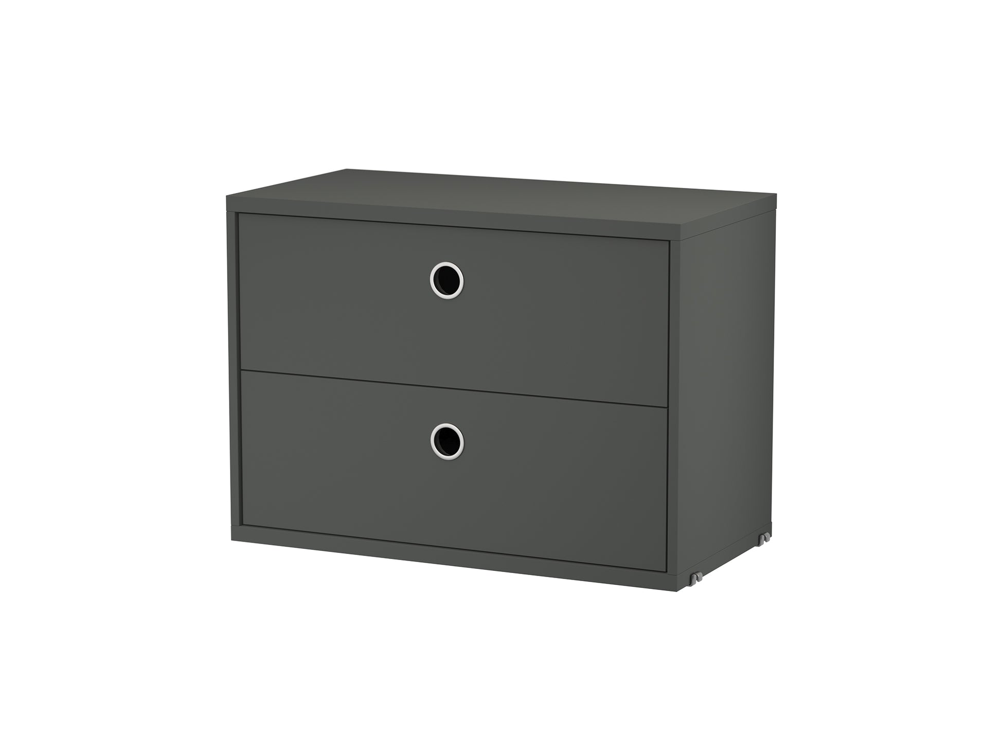 String System Chest with 2 Drawers by String - Narrow / Dark Grey