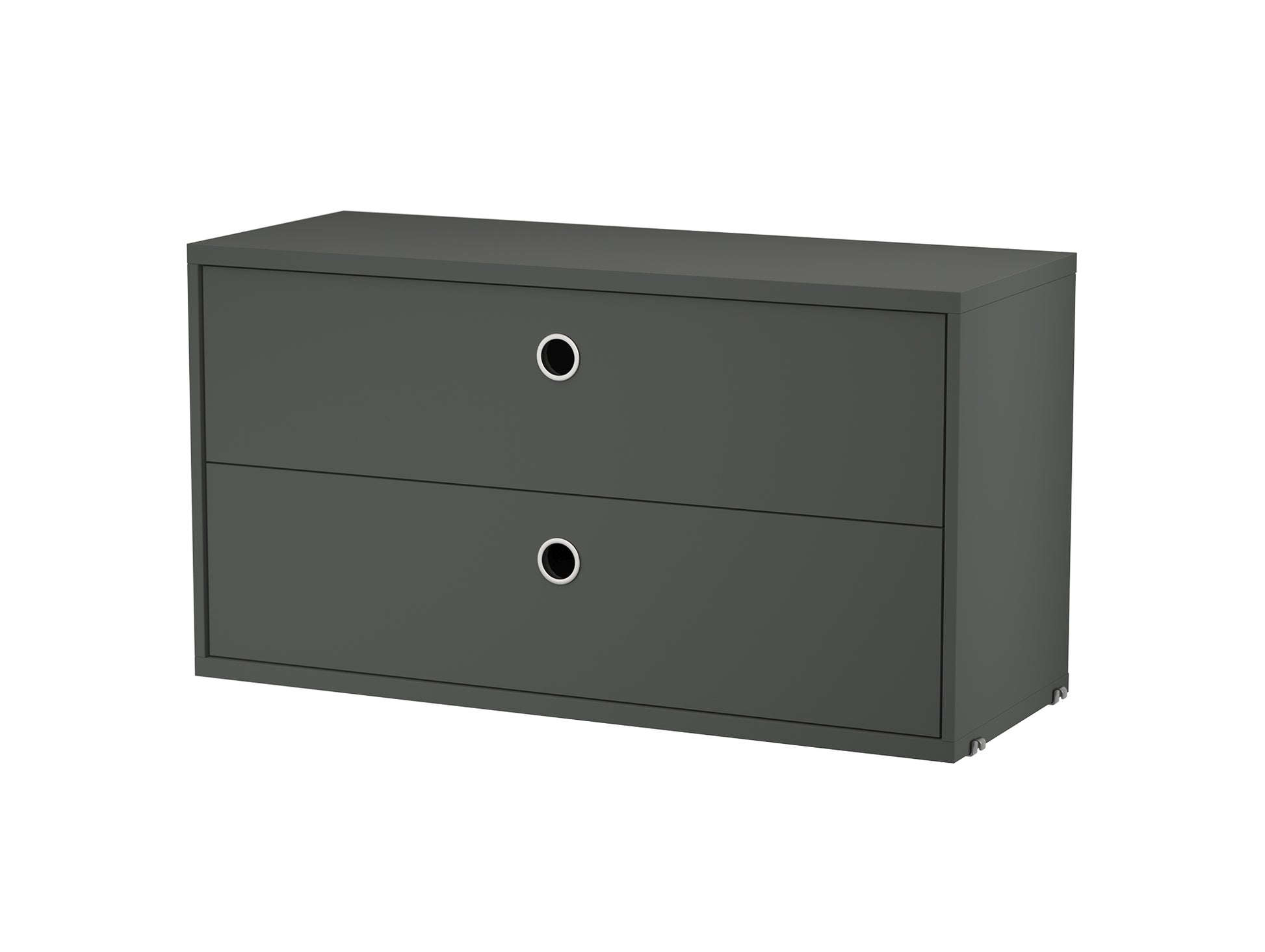 String System Chest with 2 Drawers by String - Wide / Dark Grey