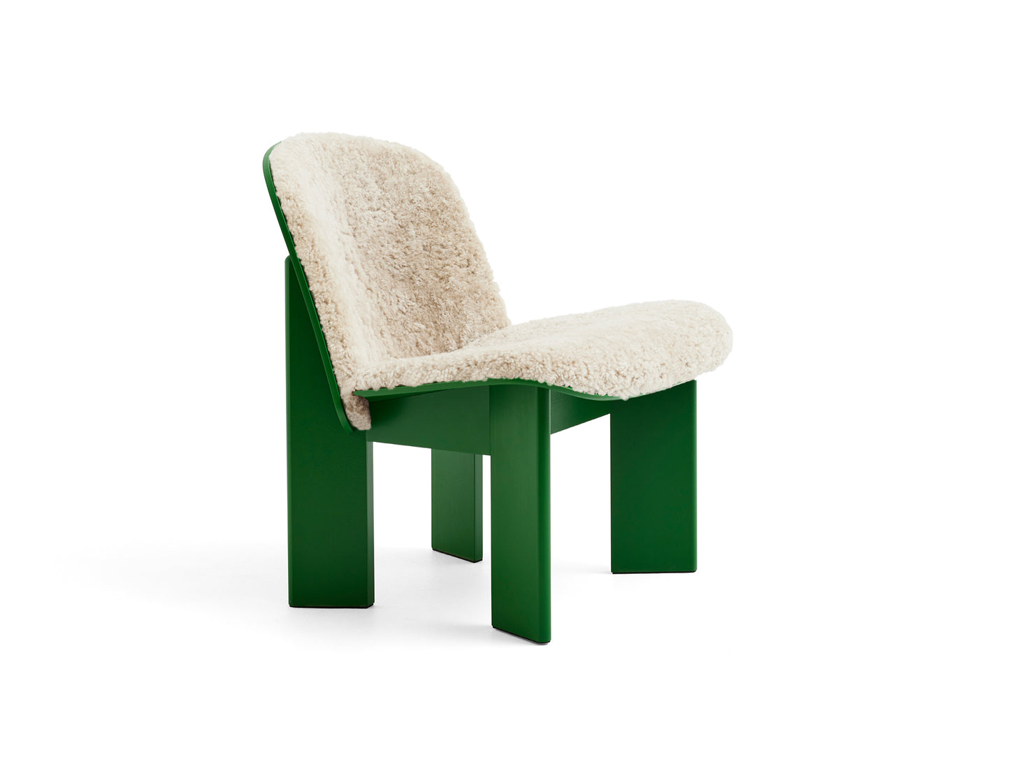Chisel Lounge Chair (Front Upholstery) by HAY - Lush Green Lacquered Beech / Mohawi Sheepskin 21