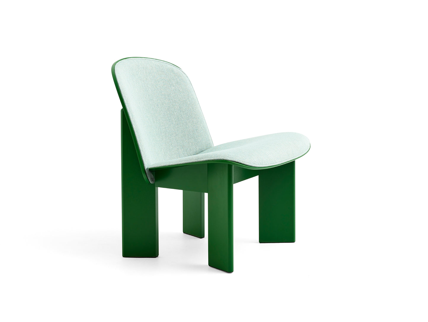 Chisel Lounge Chair (Front Upholstery) by HAY - Lush Green Lacquered Beech / Metaphor 023 Sylvan