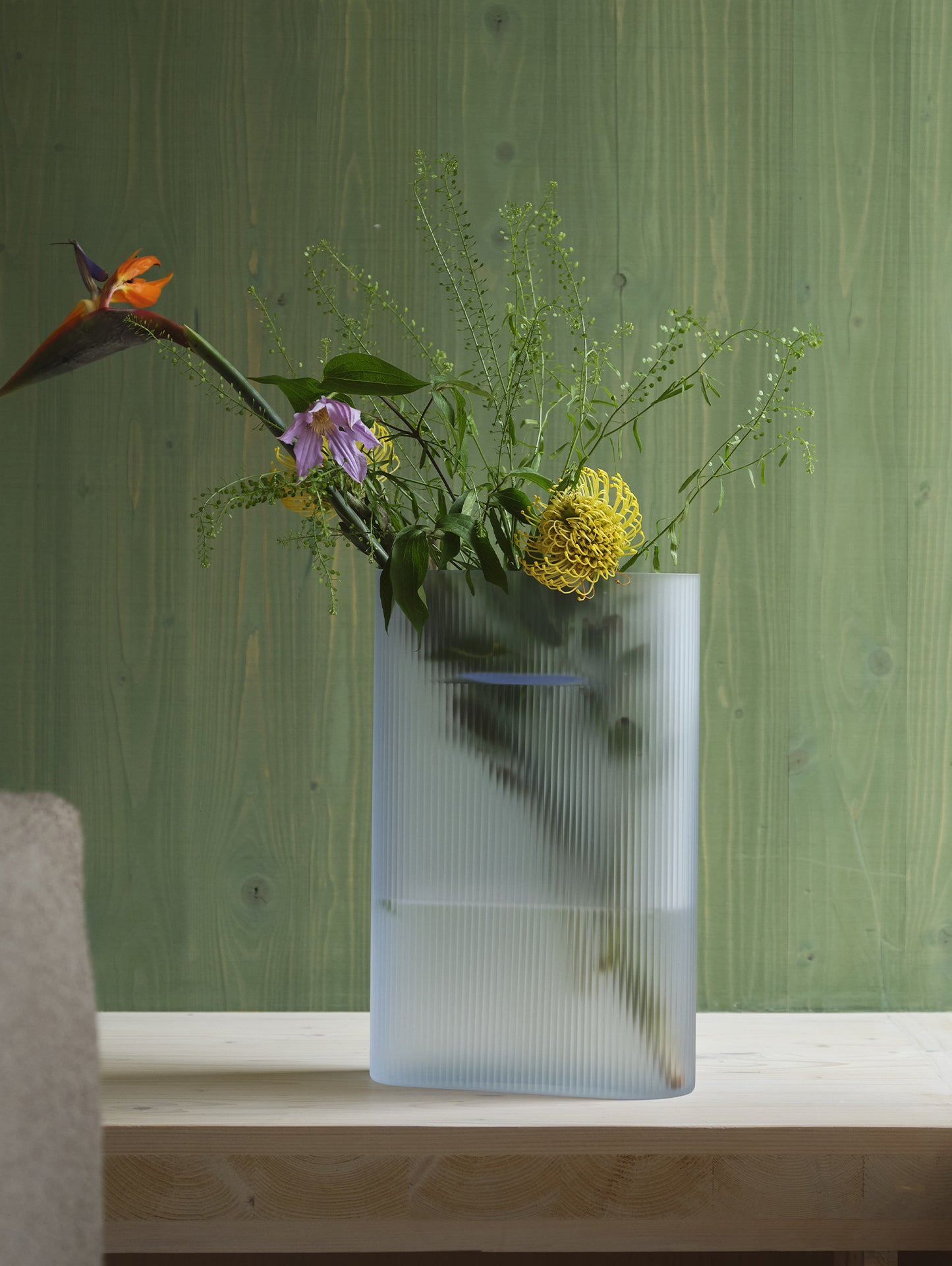 Ridge Vase by Muuto - Height 48.5 cm / Light Blue Frosted Glass