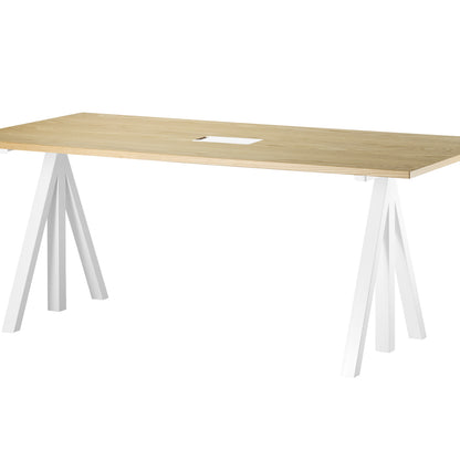 String Work Desk by String - 180 x 90 / White Frame / Oak Veneered MDF Desktop